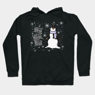 Snowman with a Robin on its Carrot Nose, Let it snow Digital Illustration Hoodie